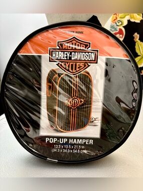 Harley-Davidson Pop-Up Laundry On The Go Travel Hamper Black Orange